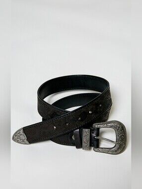 #1837 POL Midnight Rodeo Tooled Leather Western Belt